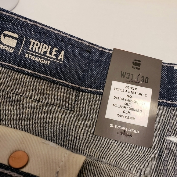 G-Star Raw 1 Triple A Straight Leg Button Fly Jeans NWT 31 x 30 - Picture 9 of 10